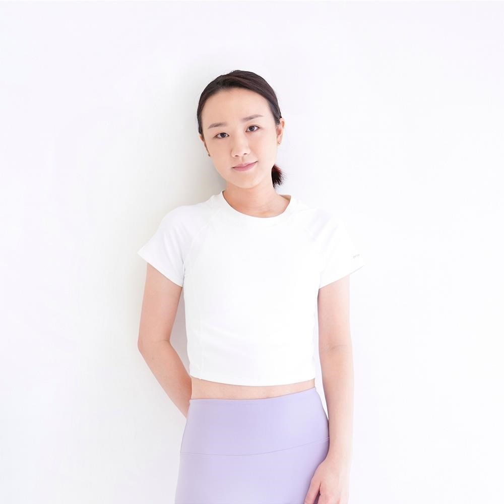 Mukasa DURABLE 接邊短袖短版上衣 - 純淨白 - MUK-23043