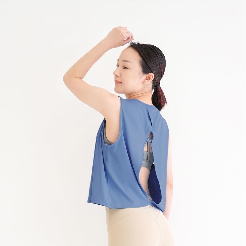 Mukasa DURABLE 無袖坑條開叉背心 - 天藍 - MUK-23045