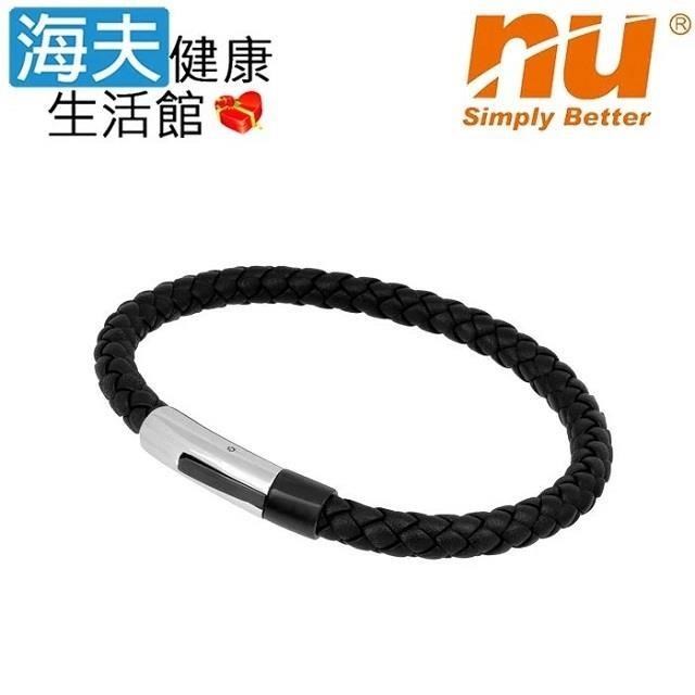 恩悠數位 NU 愛琴海手圈-7 鋼黑牛皮 22cm(9HPH025GW02)
