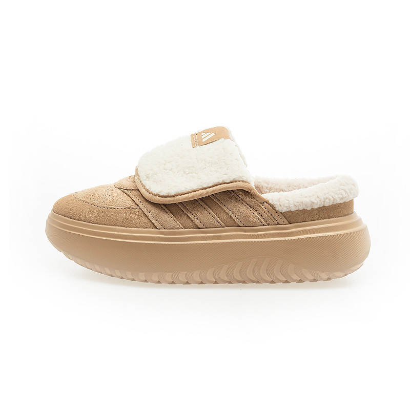 adidas 愛迪達 女鞋 GRAND COURT MULE 翻蓋鞋舌 毛絨厚底鞋 麵包鞋 穆勒鞋 JS4998