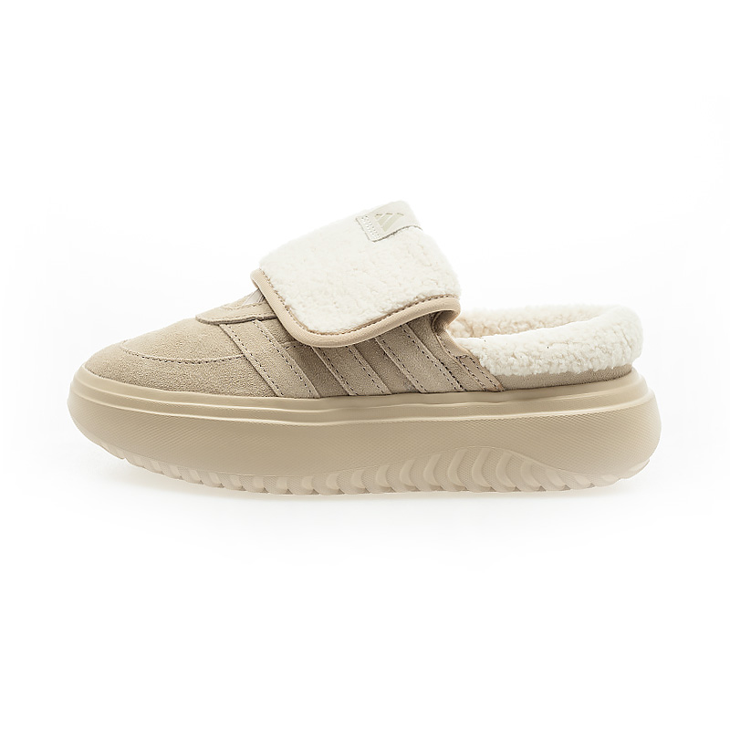 adidas 愛迪達 女鞋 GRAND COURT MULE 翻蓋鞋舌 毛絨厚底鞋 麵包鞋 穆勒鞋 JS4997