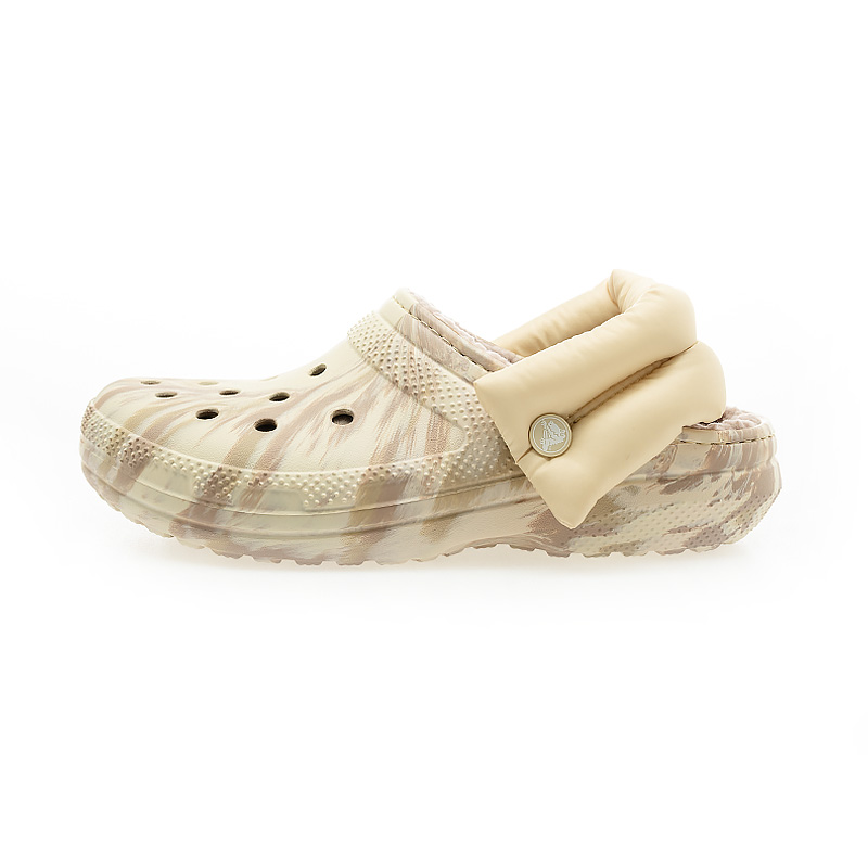 Crocs 卡駱馳 男女鞋 Cs Puff Strap Marbled Lined C Bone/Mlti 洞洞鞋 涼拖鞋 休閒鞋 211980-2Y3