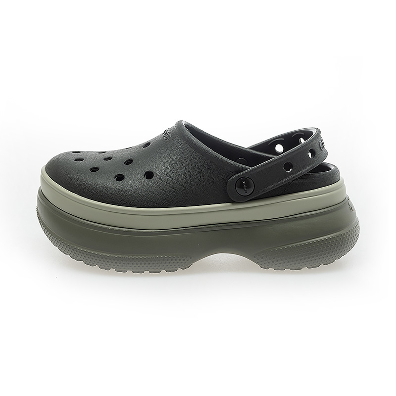 Crocs 卡駱馳 男女鞋 Classic Stacked Clog Blk 經典堆堆洞洞鞋 涼拖鞋 休閒鞋 厚底鞋 211355-001