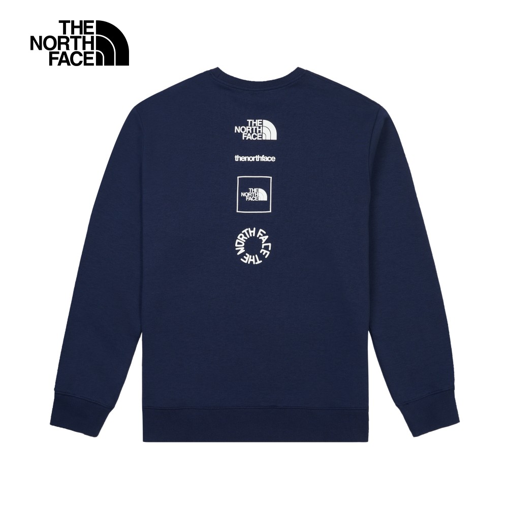 The North Face北面男款藍色背部品牌LOGO印花寬鬆大學T|86PY8K2 - PChome 24h購物