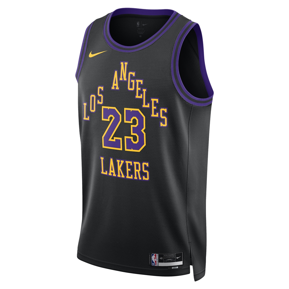 NIKE 耐吉 LAL MNK DF SWGMN JSY CE 23 男 籃球背心 湖人隊 黑紫-DX8506012