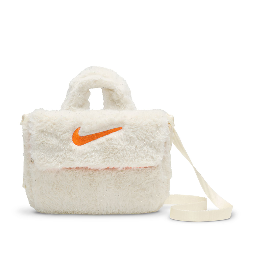 NIKE 耐吉 Y NK FX FUR CROSSBODY 中大童 側背包 白色 毛毛包-FZ1329113