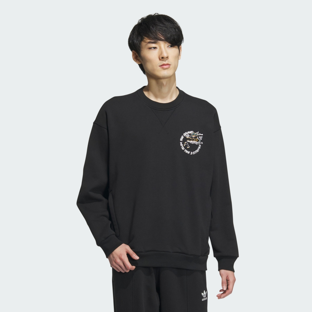 adidas 愛迪達 CNY新年 FT CREWNECK 圓領套頭衫 男 黑色-IX4236