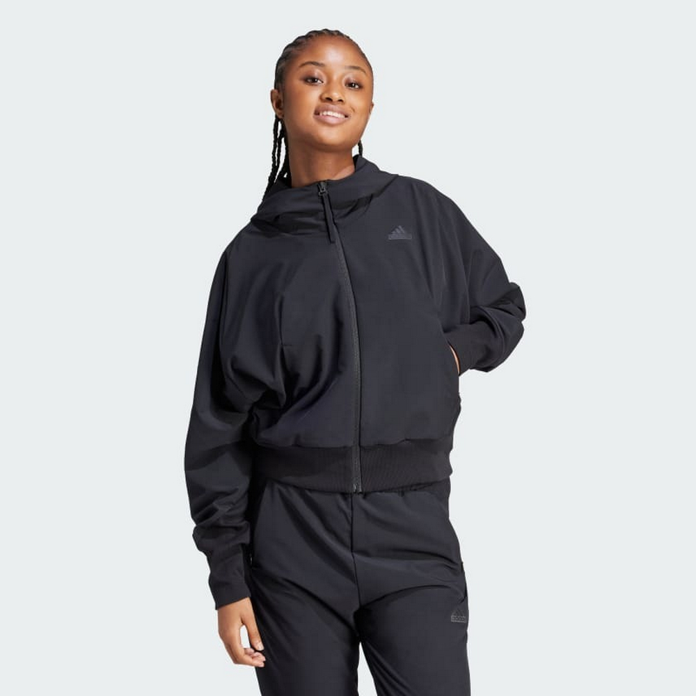adidas 愛迪達 W Z.N.E. WVN FZ 連帽外套 女 黑色-IS0308