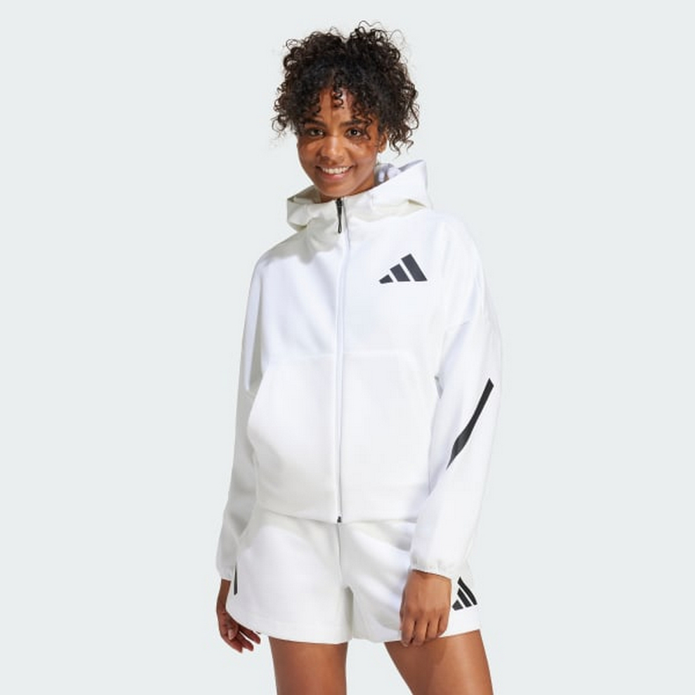 adidas 愛迪達 【ADIDAS】W Z.N.E. FZ 連帽外套 女 白色-JE7849