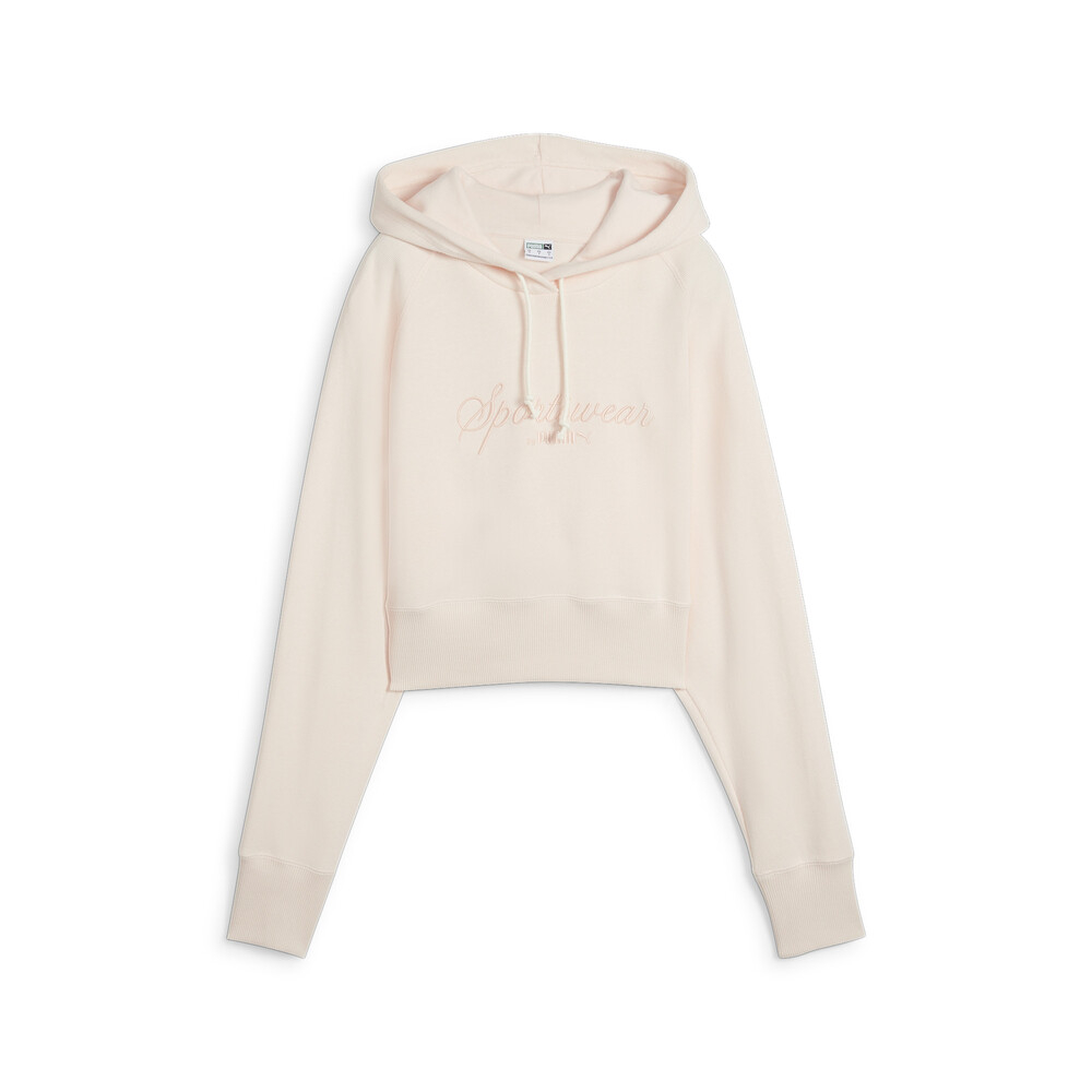 【PUMA】流行系列Classics+短版長厚連帽T恤(F) 連帽上衣 女 粉色-62427364