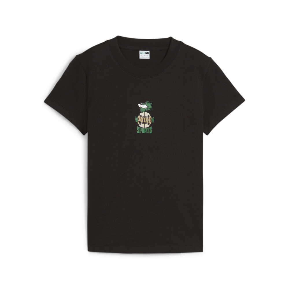 PUMA 彪馬 【PUMA】流行系列P.Team Fanbase短袖T恤(F) 短袖上衣 女 黑色-62434701