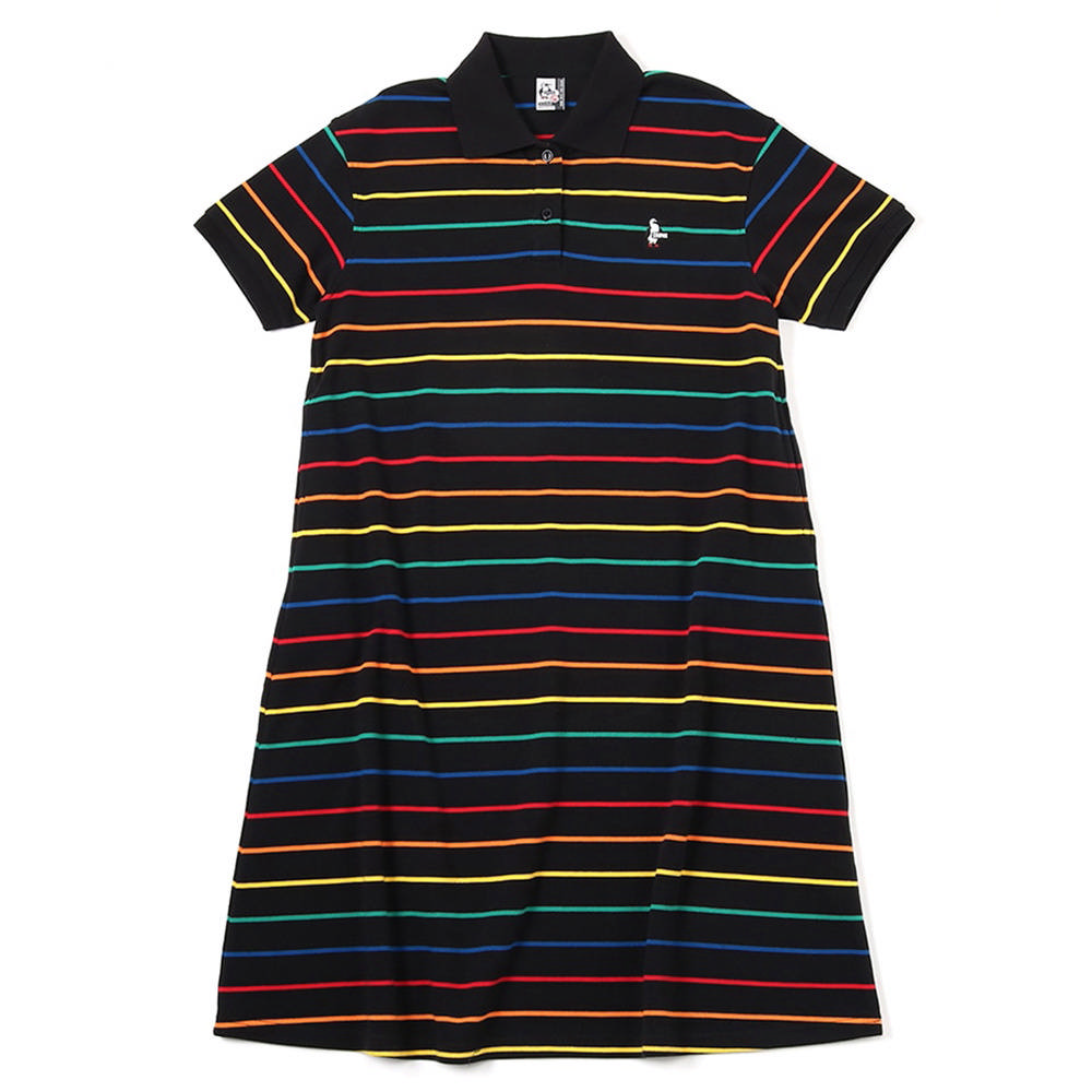 CHUMS 女 Booby Polo 洋裝 黑/彩虹-CH181295K042