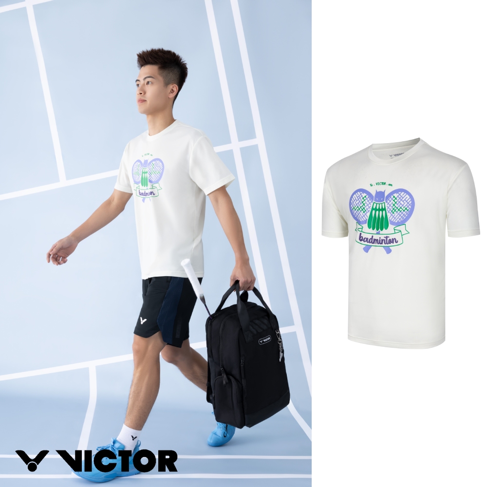 VICTOR 勝利體育 2025秋冬新款服飾 羽球蝙蝠T-Shirt 中性款(T-2511 A/奶白色)