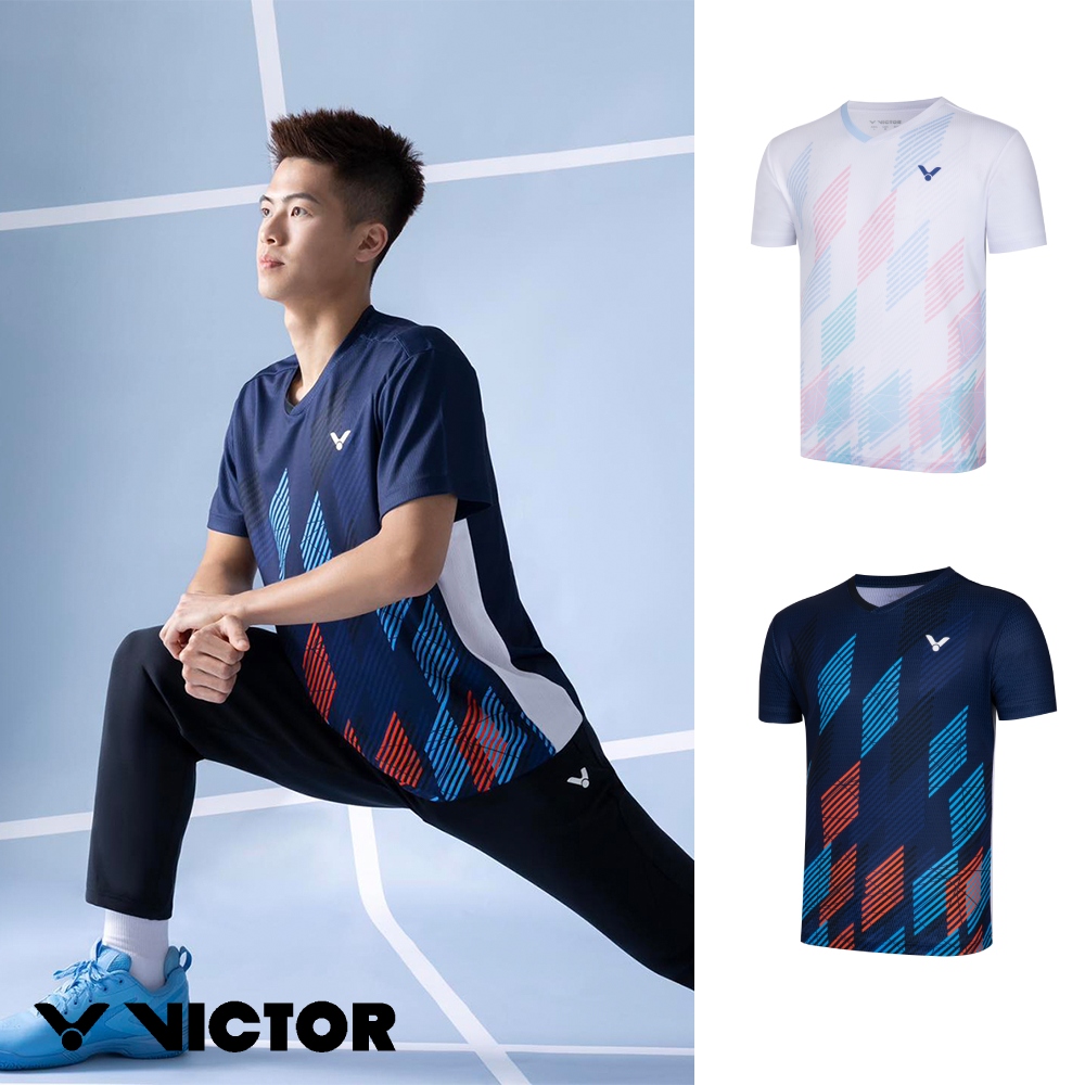 VICTOR 勝利體育 2025秋冬新款服飾 針織賽服T-Shirt 中性款(T-2516 A/白色 B/深藏青)