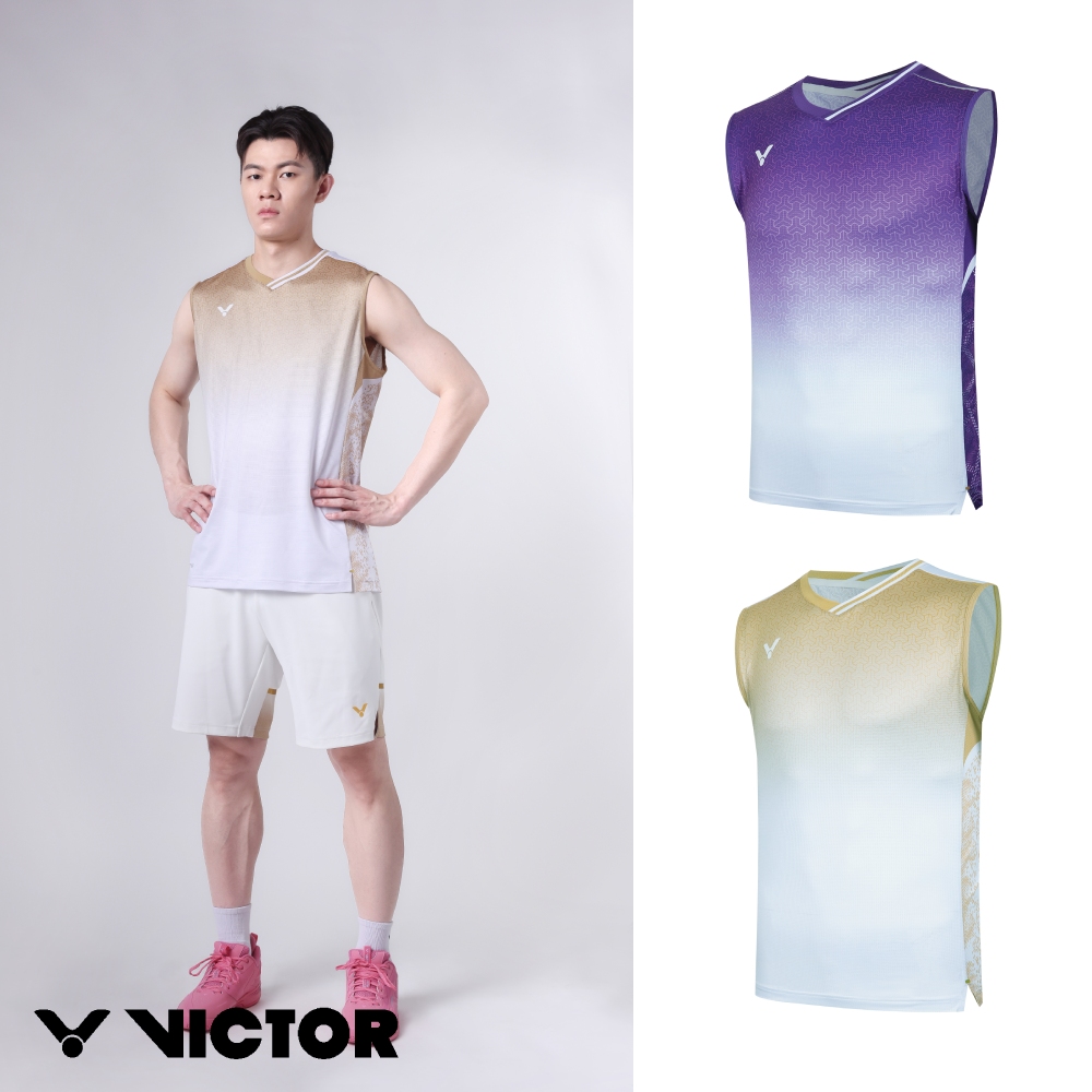 VICTOR 勝利體育 李梓嘉專屬賽服背心 中性款 T-55003 J/迷迭紫 W/鎏金