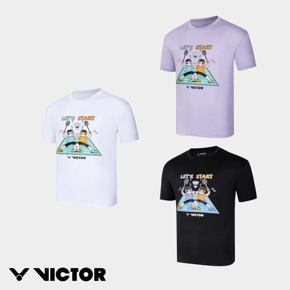 VICTOR 勝利體育 針織T-shirt 中性 T-2605 A/牛奶白 C/黑 T/茱萸紫