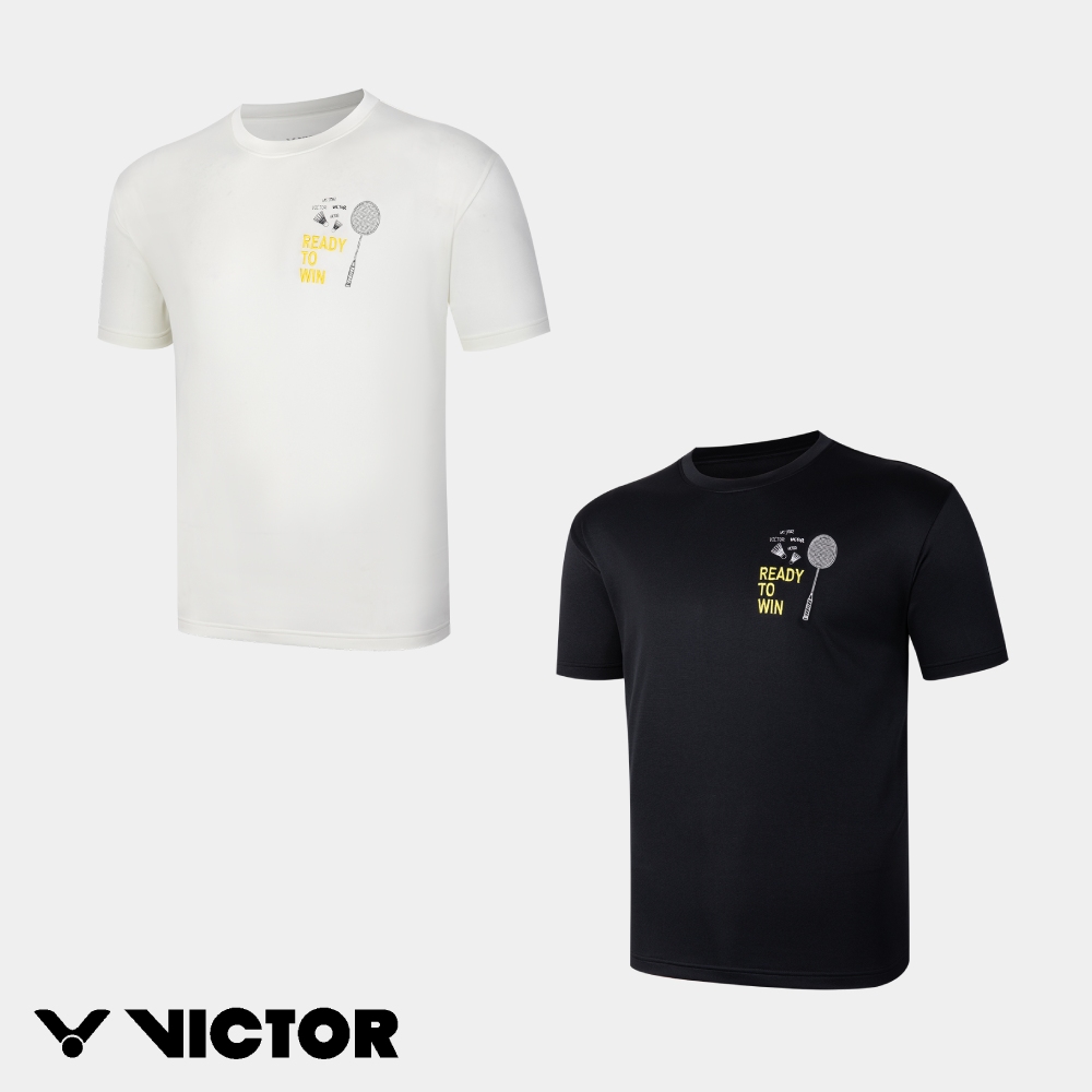 VICTOR 勝利體育 羽球拍繡花T-shirt 中性 T-2606 A/奶油白 C/黑