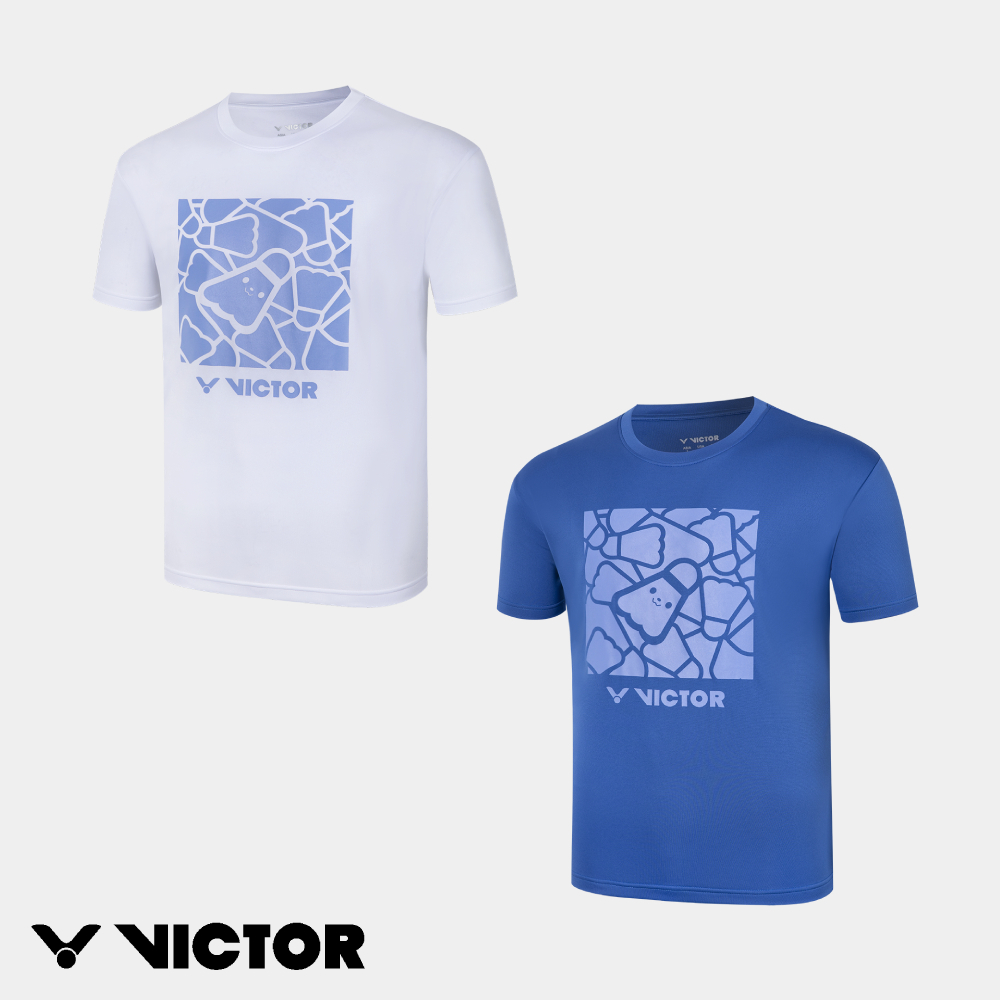 VICTOR 勝利體育 羽球滿版 T-Shirt T-2616 A/白 F/堇青藍