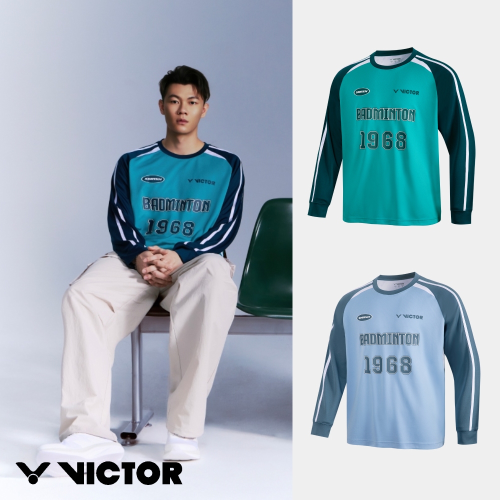 VICTOR 勝利體育 針織長袖上衣 T-65104 G/王朝綠 M/天青藍