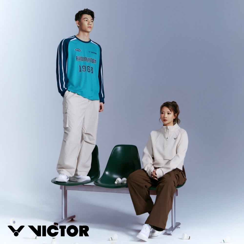 VICTOR 勝利體育 梭織運動長褲 P-65803 L/淺栗灰 W/牛絨棕