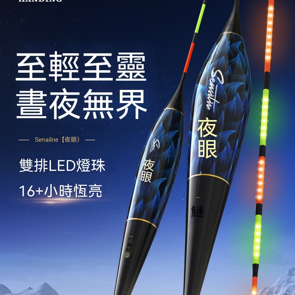 漢鼎夜眼 LED 羅非專用夜光漂 一體細尾超亮日夜兩用高靈敏電子魚漂 1 號