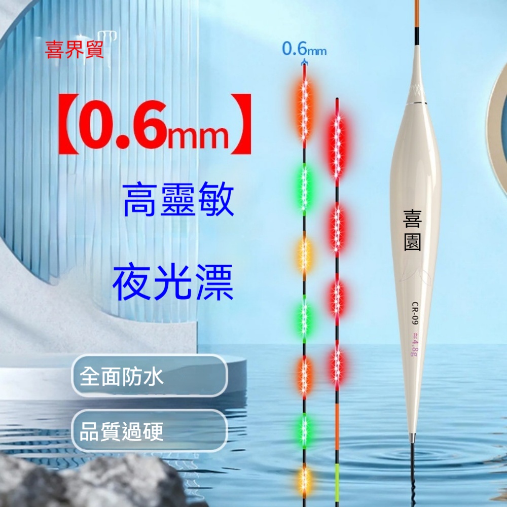 喜馬羅 CR01 細硬尾 LED 夜光漂 0.6mm 十一目亮主攻鯽魚變色款配 322 電池五顆