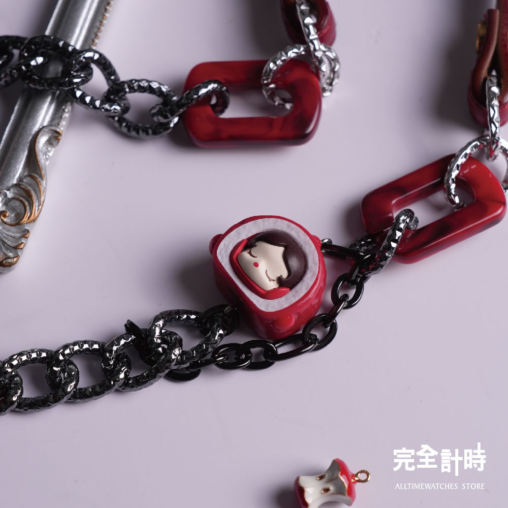 ALL TIME 完全計時 《泡泡馬特》 正版萌粒 真皮手機掛繩 長繩 紅絲絨奶油捲