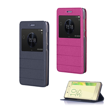 【YANGYI揚邑】SONY Xperia X Performance  金沙方窗車線側立智能APP休眠隱形磁扣皮套