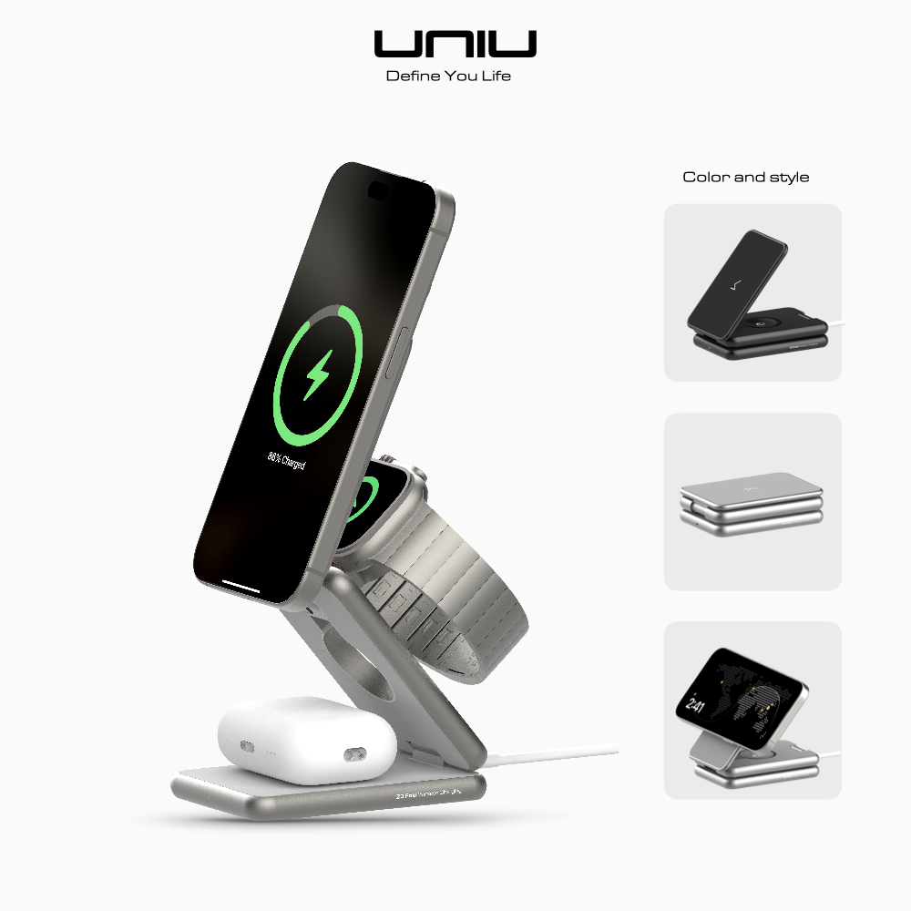Z3 三合一折疊無線充電器 (兼容 MagSafe與Qi2) iPhone 15W / Apple Watch / Samsung watch /AirPods