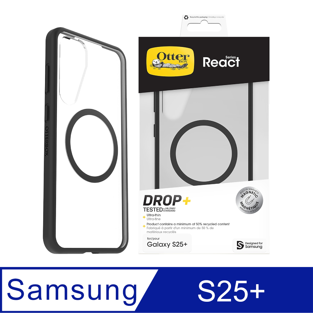 Samsung 三星 原廠公司貨 S25+ Otterbox-React 邊框磁吸保護殼 FPS936 (盒裝)