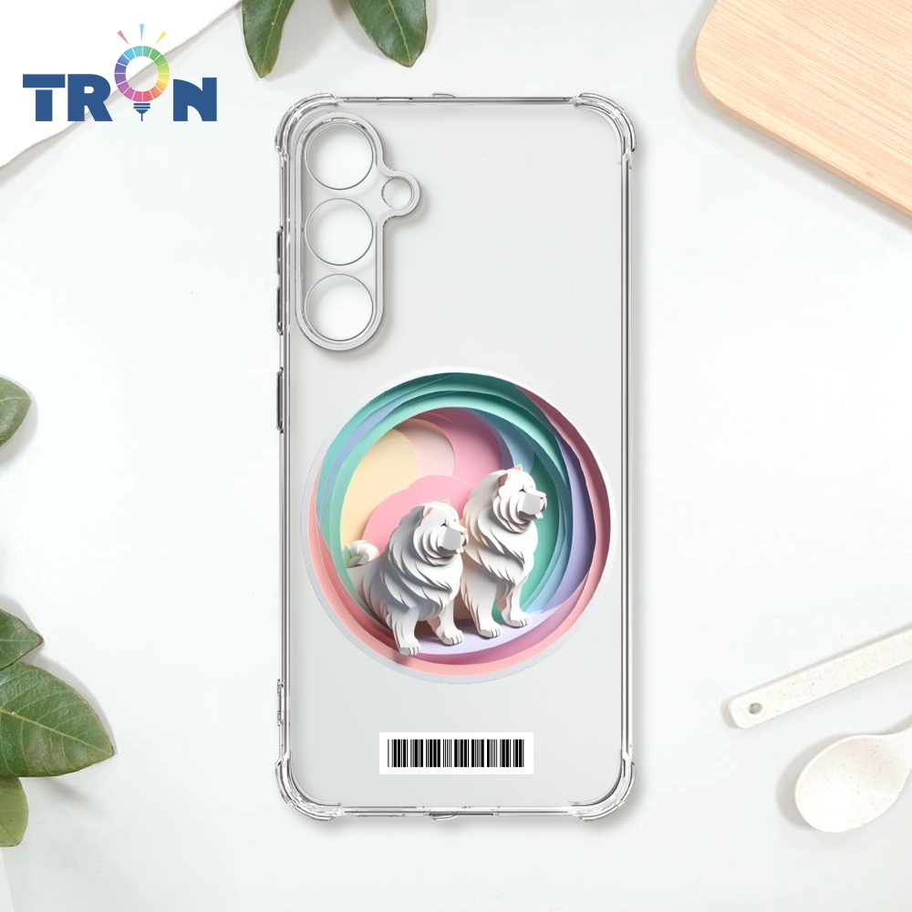 TRON 三星 S23 FE 可愛紙雕鬆獅犬 載具 四角防摔殼 手機殼