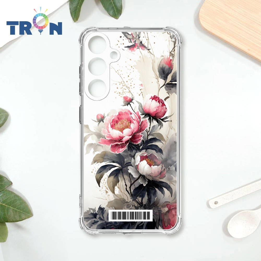 TRON 三星 S23 FE 水墨牡丹花 載具 四角防摔殼 手機殼