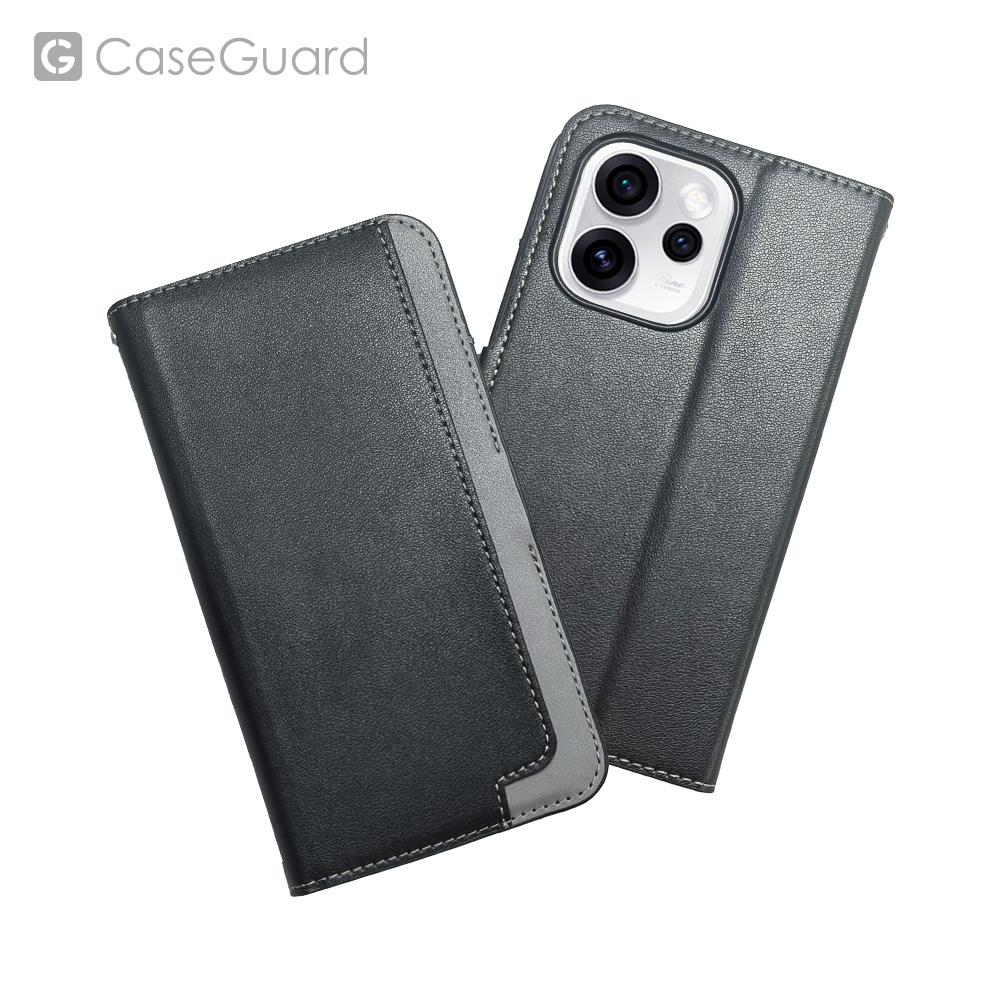 CaseGuard OPPO Reno15 / Reno15 F 側掀站立式皮套-黑