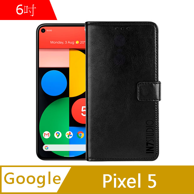 IN7 瘋馬紋 Google Pixel 5 (6吋) 錢包式 磁扣側掀PU皮套 吊飾孔 手機皮套保護殼-黑色