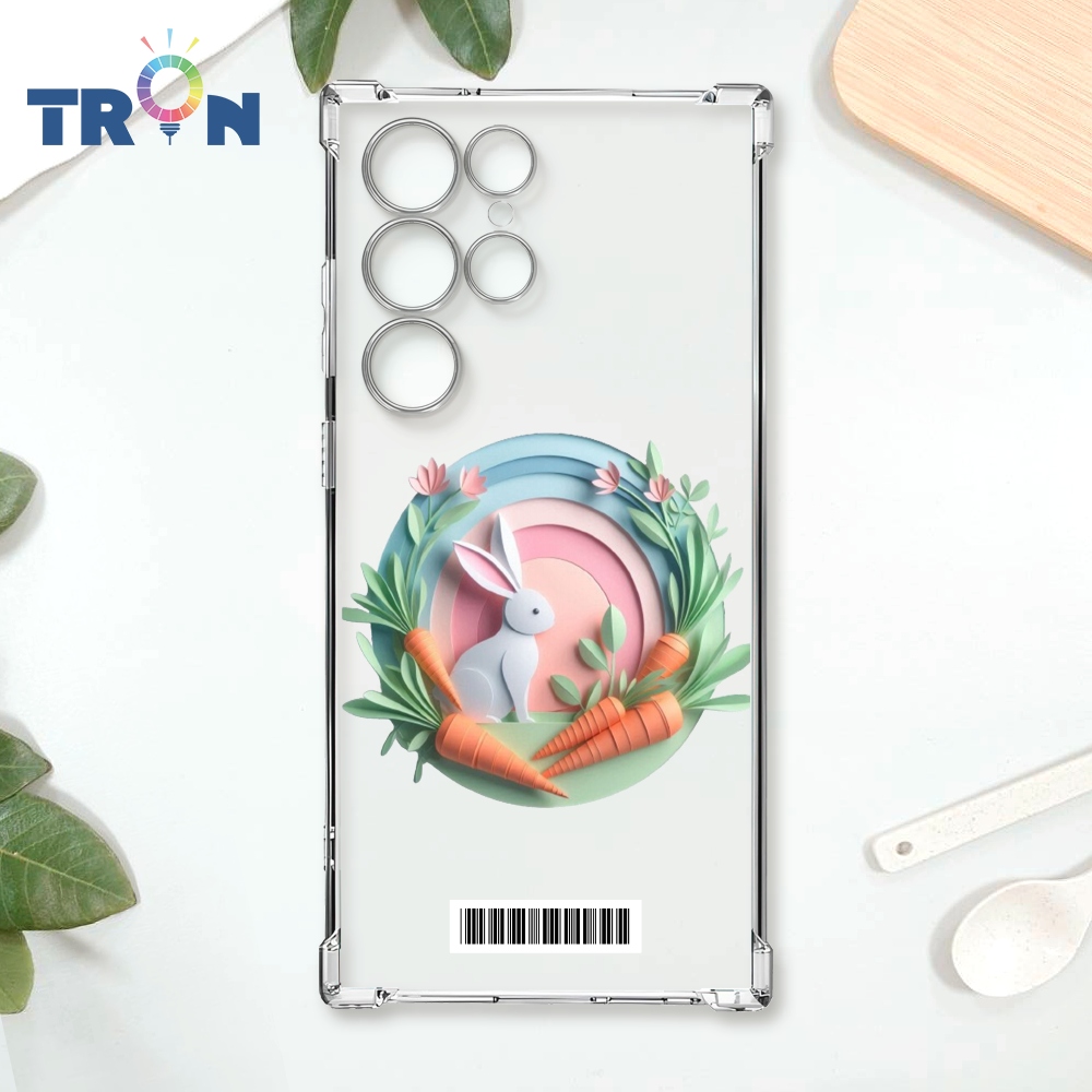 TRON 三星 S24 Ultra 可愛紙雕兔子 載具 四角防摔殼 手機殼