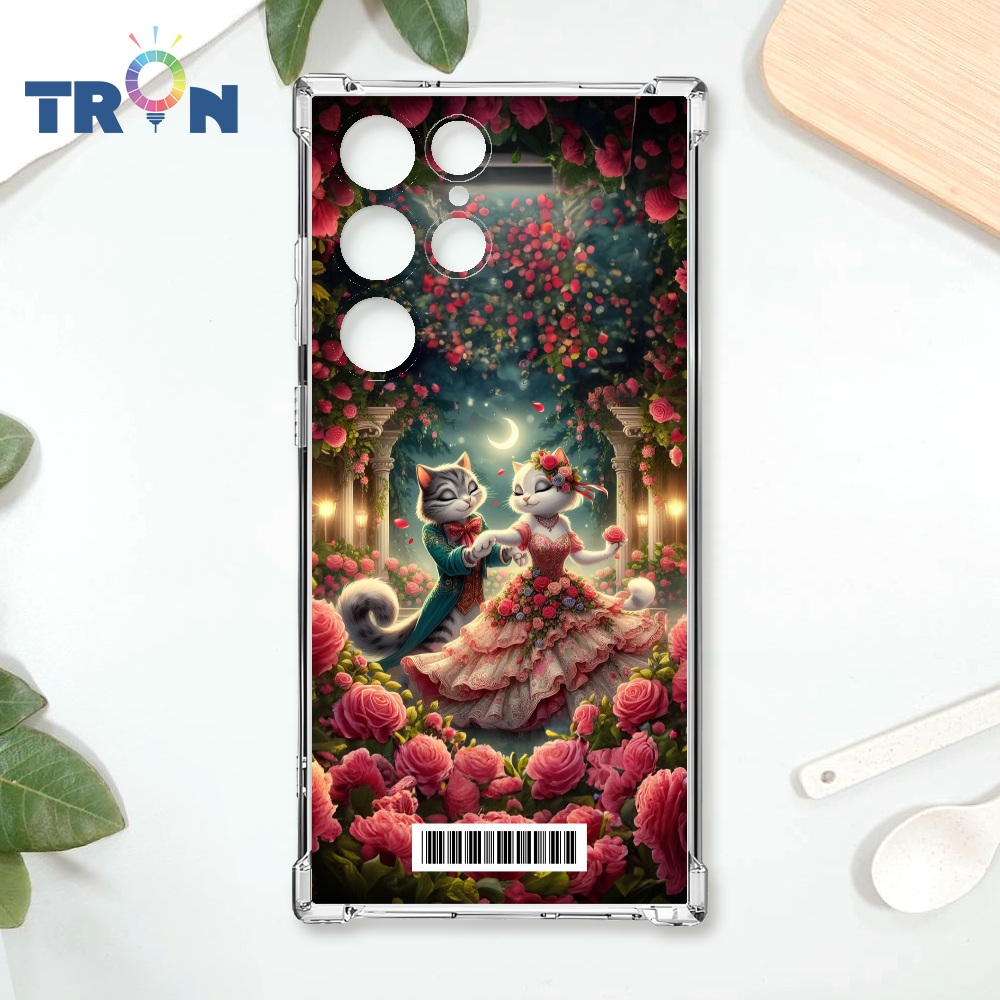 TRON 三星 S24 Ultra 月光下玫瑰庭園跳舞的貓咪 載具 四角防摔殼 手機殼
