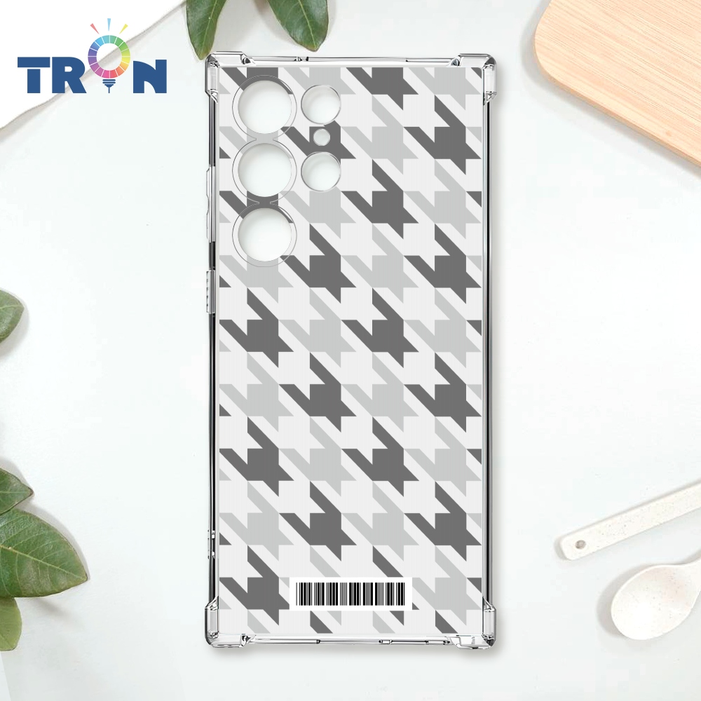 TRON 三星 S23 Ultra 三色千鳥紋 載具 四角防摔殼 手機殼