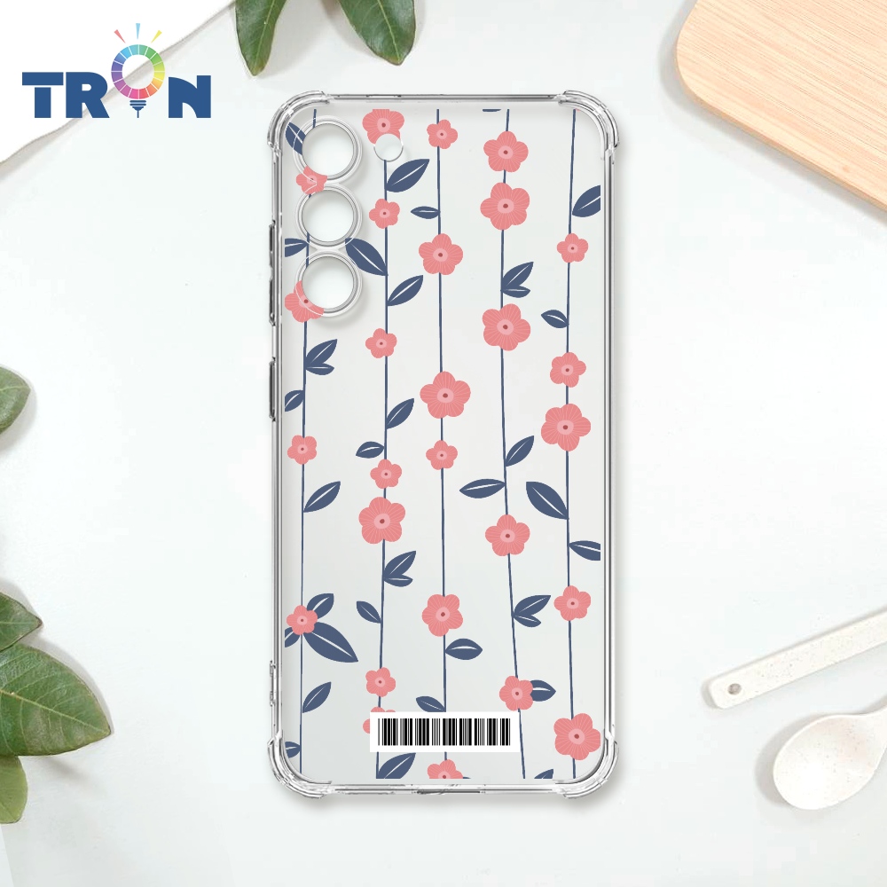 TRON 三星 S23 PLUS 條紋透明小花C款 載具 四角防摔殼 手機殼
