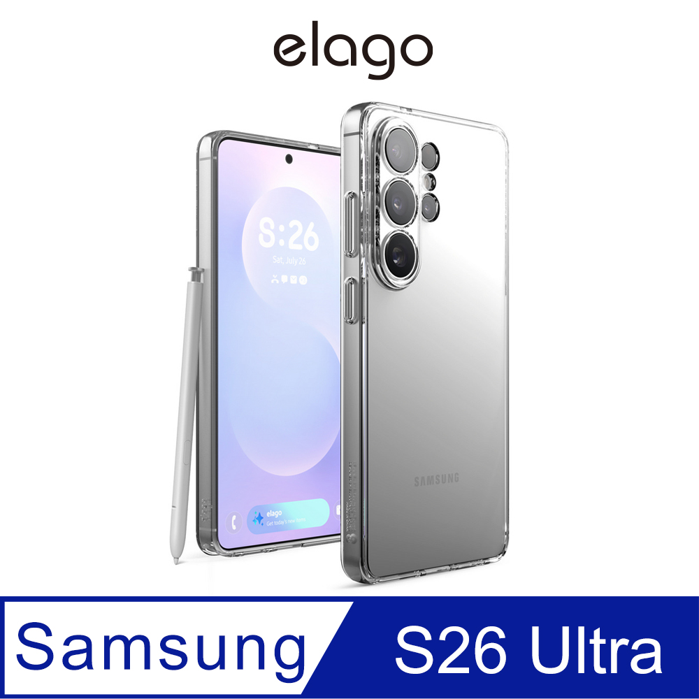 Elago Galaxy S26 Ultra 防摔邊框透明Hybrid手機殼