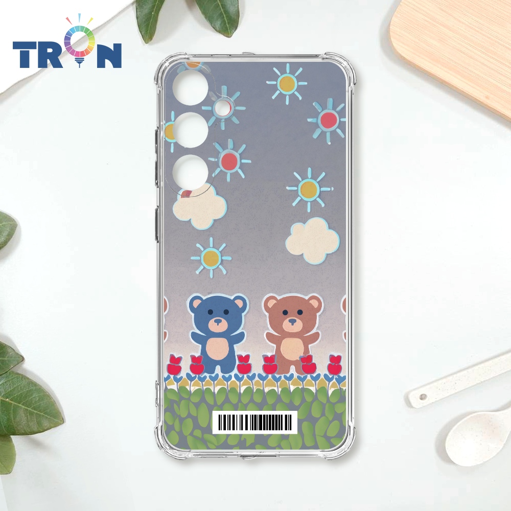 TRON 三星 A55 小熊與花系列 載具 四角防摔殼 手機殼