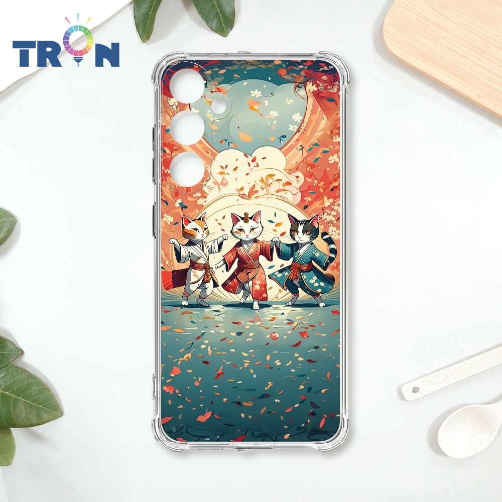 TRON 三星 A35 穿著和服跳舞的三隻花貓咪系列 四角防摔殼 手機殼