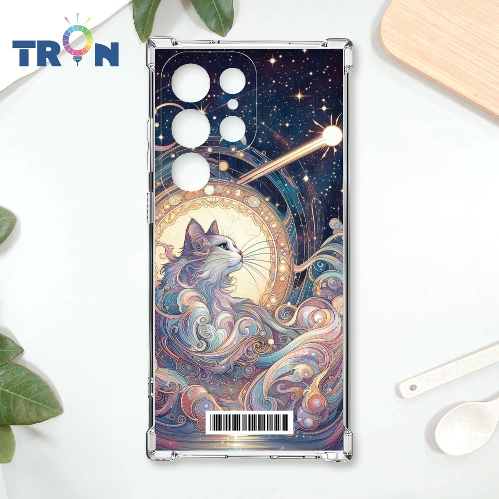 TRON 三星 S22 Ultra 夏夜流星與貓 載具 四角防摔殼 手機殼