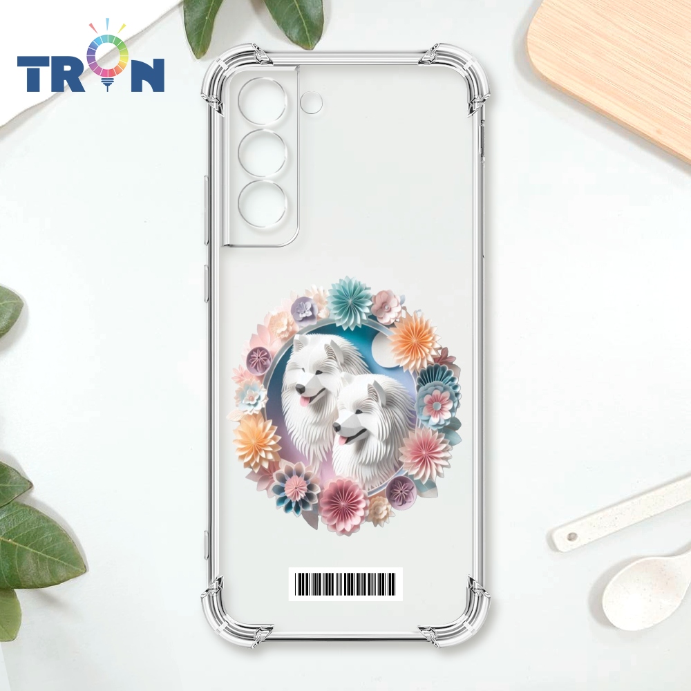 TRON 三星 S22 PLUS 可愛紙雕薩摩耶 載具 四角防摔殼 手機殼