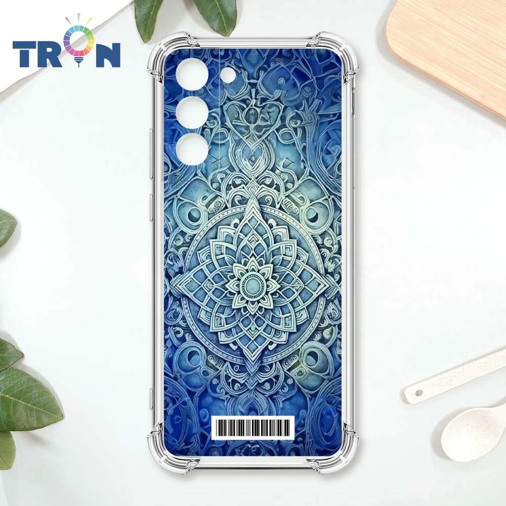 TRON 三星 S22 PLUS 藍色漸層印度Henna幸運祝福圖騰 載具 四角防摔殼 手機殼
