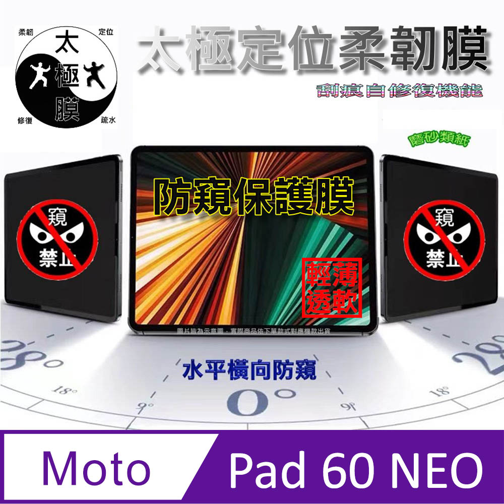 [太極膜] Motorola Moto Pad 60 NEO 11吋 全屏防窺平板螢幕保護貼[橫向防窺]