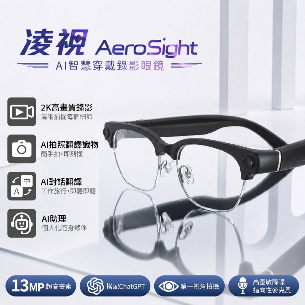 Ergotech 人因 凌視 Aero Sight AI 智慧穿戴錄影眼鏡