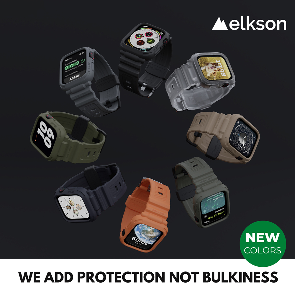 elkson Apple Watch S9-4 &SE Quattro Pro柔韌透氣耐磨防震防水TPU一體成形軍規錶帶41/45mm