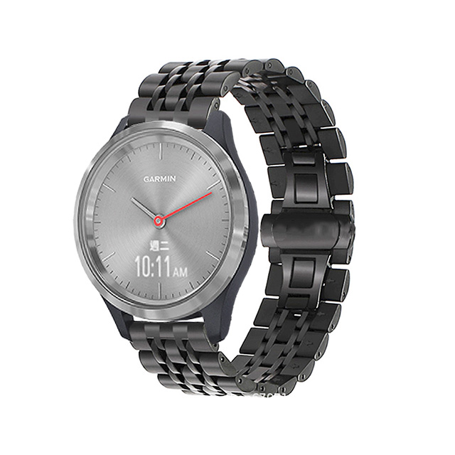 vivomove 3S/vivoactive 4s 18mm不鏽鋼七珠鍊式錶帶 黑