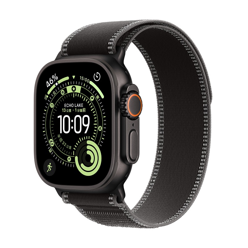 Apple Watch Ultra 3 GPS + LTE 49mm 黑色鈦金屬錶殼搭配黑色配木炭色越野錶環