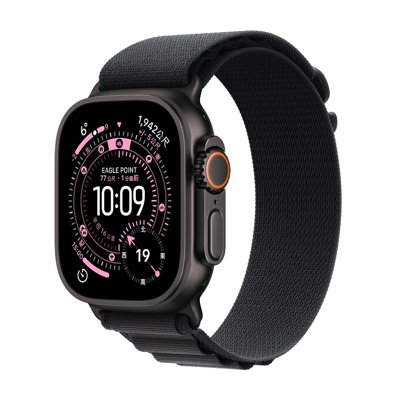 Apple Watch Ultra 3 GPS + LTE 49mm 黑色鈦金屬錶殼搭配黑色高山錶環